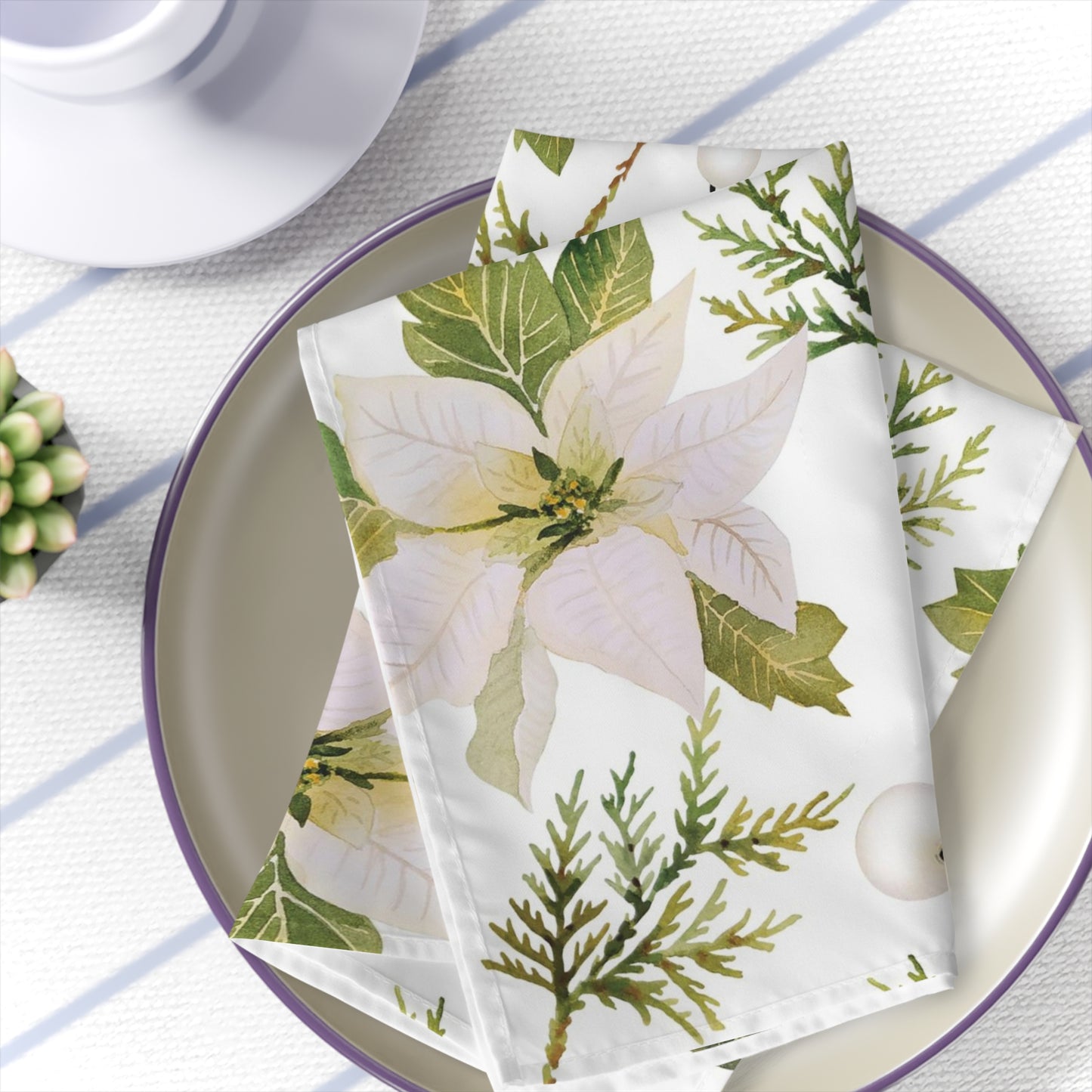 White Poinsettia Napkins