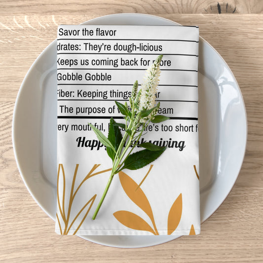 Thanksgiving Calorie White & Gold Napkins