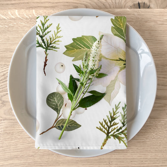 White Poinsettia Napkins