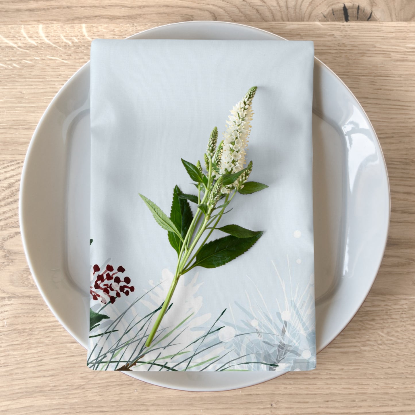 Pine Branch & Red Berry Napkins