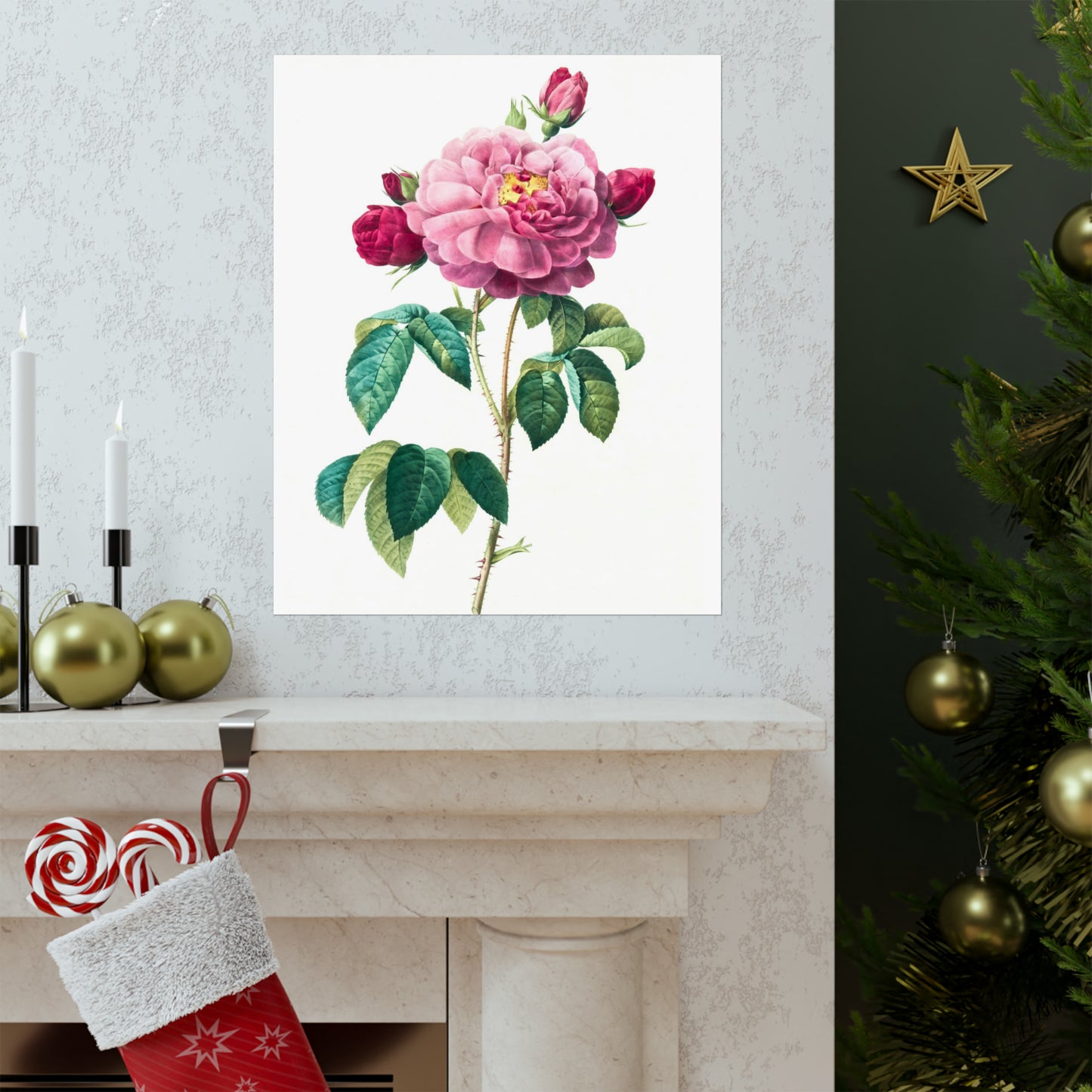 Bright Pink Rose with 2 Buds