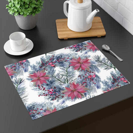 Poinsettia Wreath Placemat, 1pc