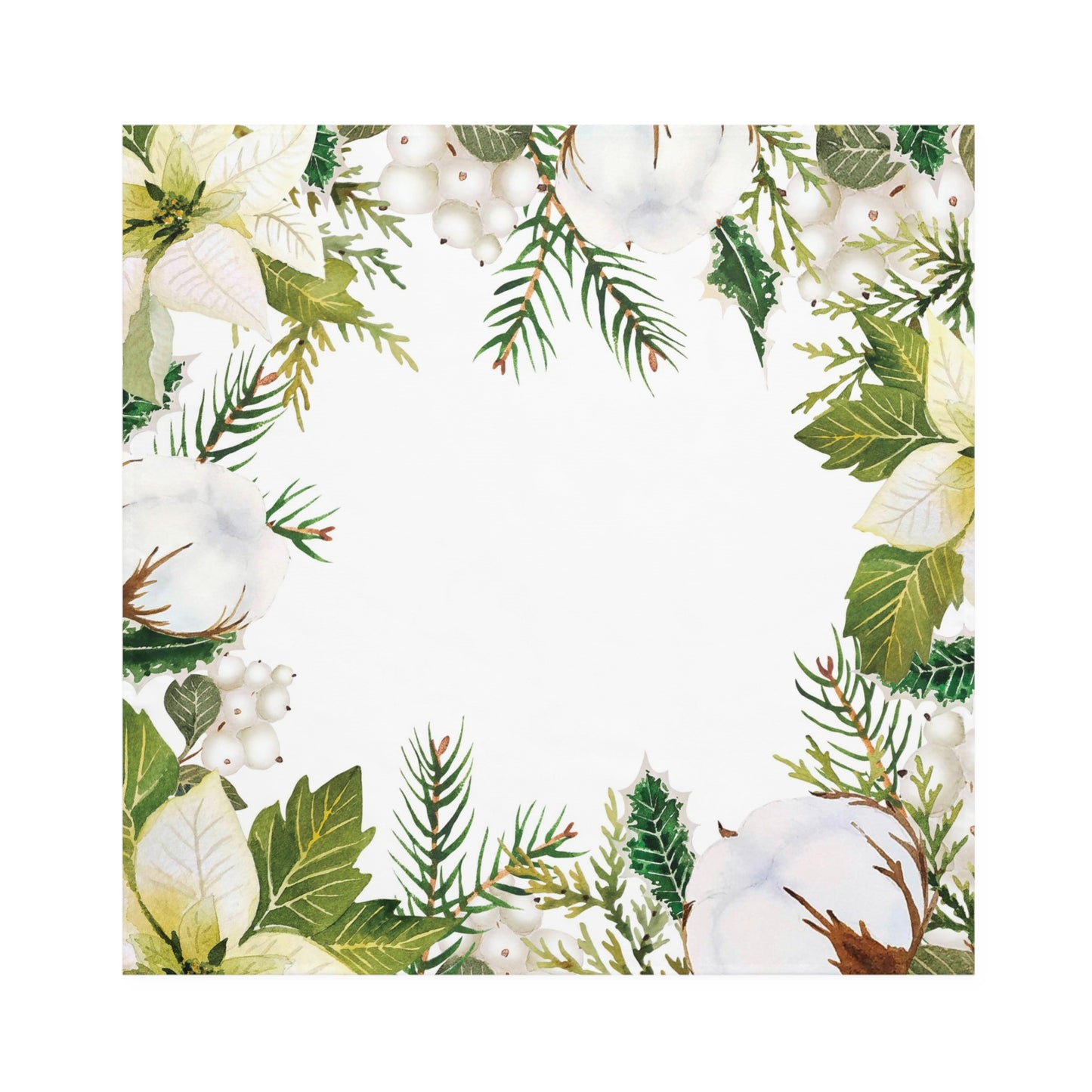White Poinsettia & Cotton Napkins