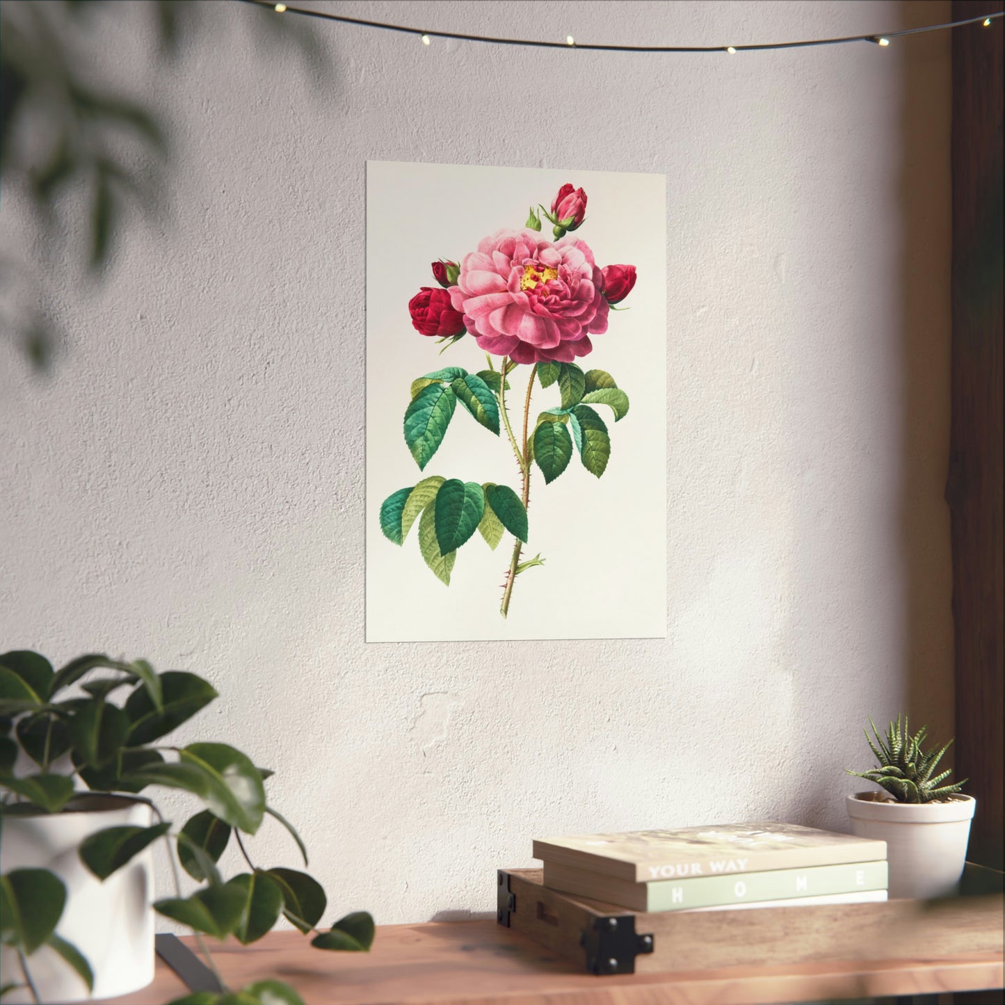 Bright Pink Rose with 2 Buds