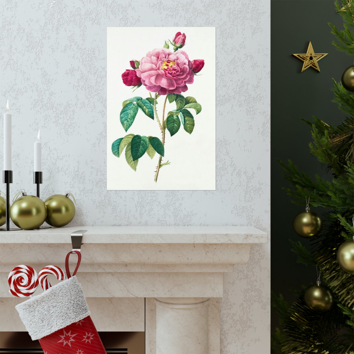 Bright Pink Rose with 2 Buds
