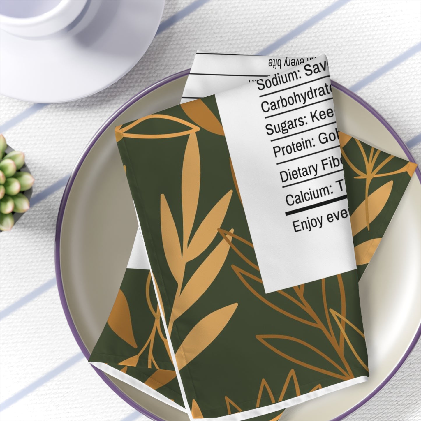 Thanksgiving Calorie Green & Gold Napkins