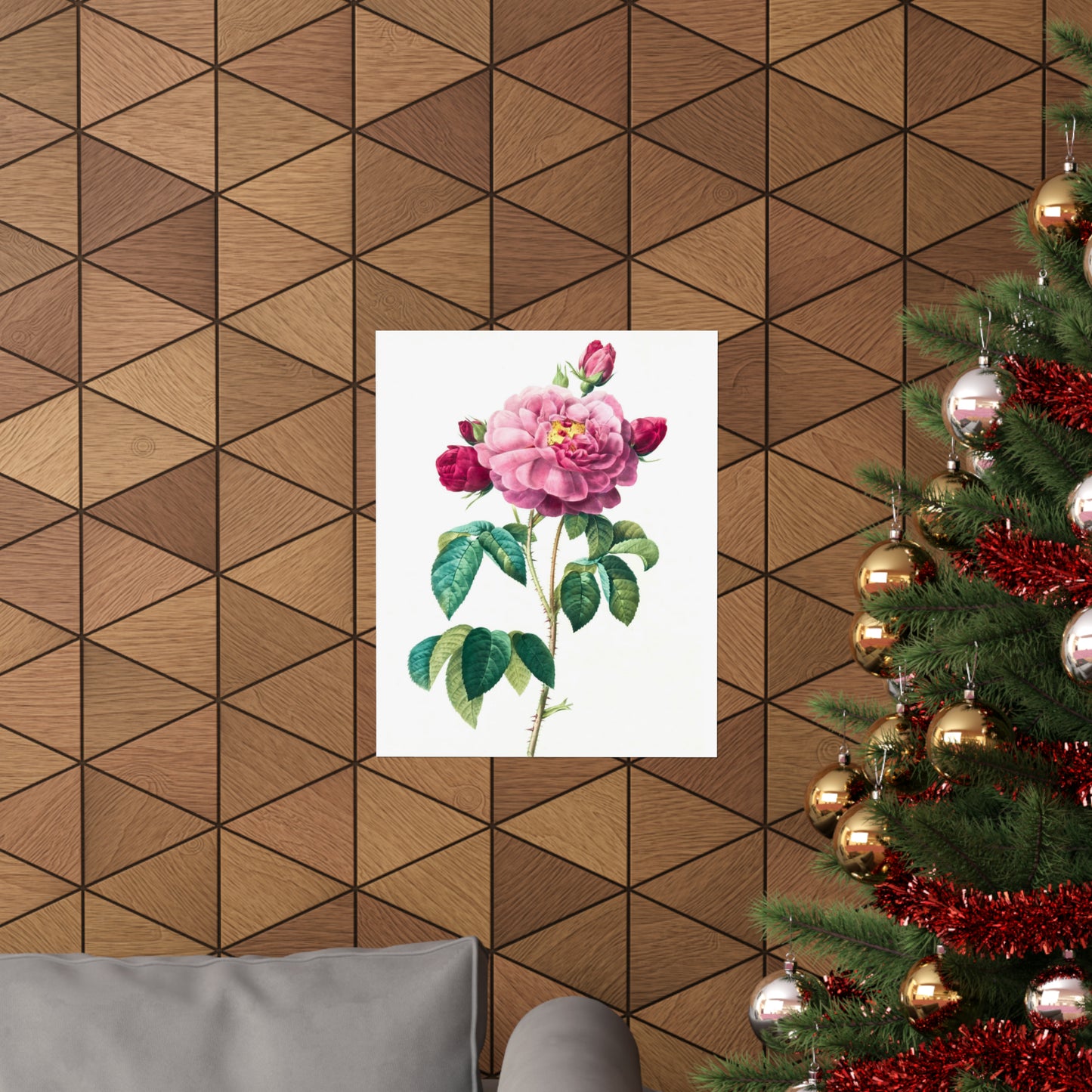 Bright Pink Rose with 2 Buds