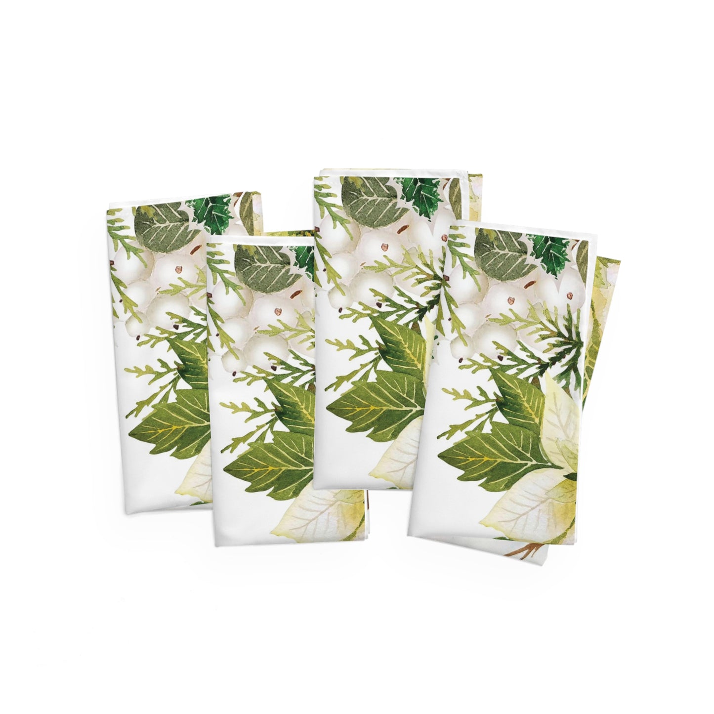 White Poinsettia & Cotton Napkins