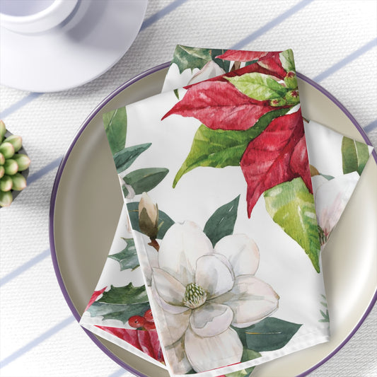 Large White & Red Poinsettia Napkins