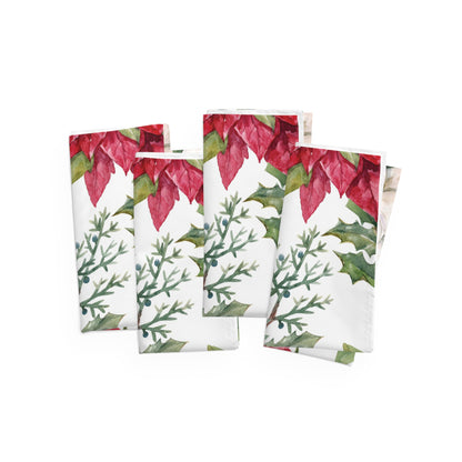 Large White & Red Poinsettia Napkins