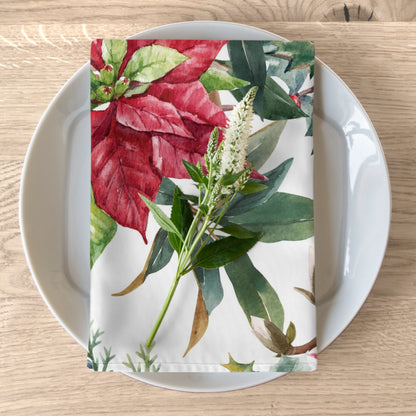 Large White & Red Poinsettia Napkins