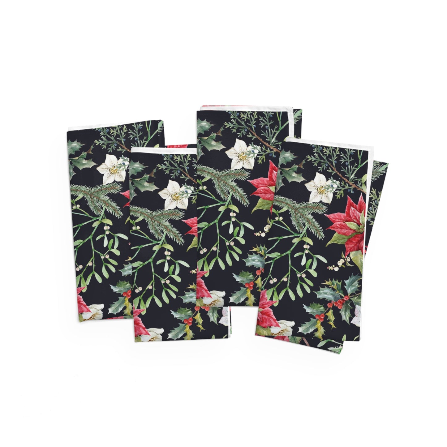 Black & Red Poinsettia Napkins